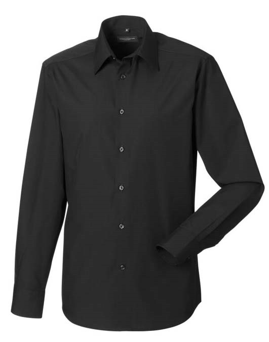 Men&#39;s Long Sleeve Polycotton Easy Care Tailored Poplin Shirt