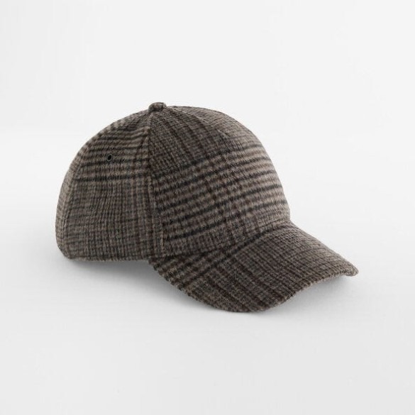 Wool Blend Check Cap