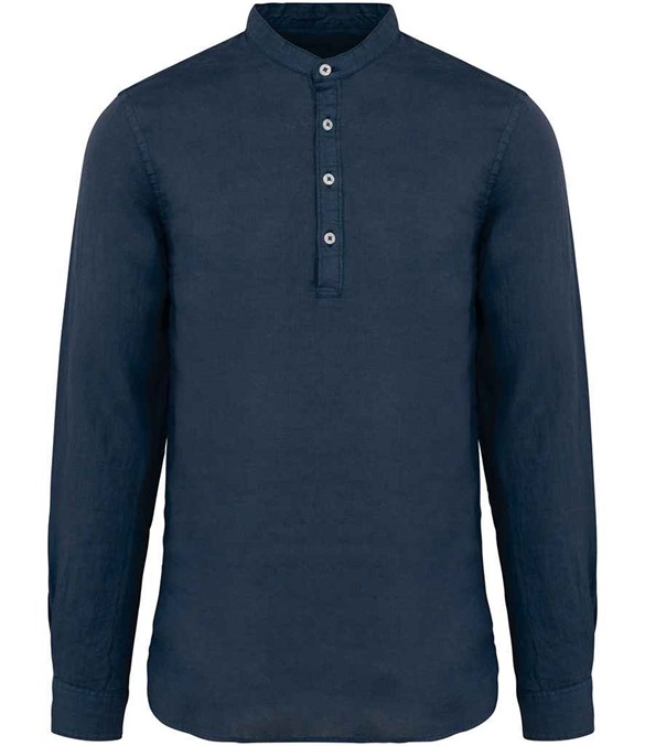 Spasso Washed Mao Collar Shirt