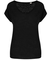Spasso Ladies V Neck Linen T-Shirt