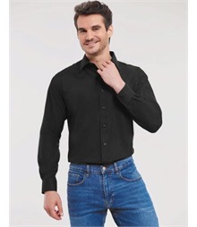 Russell Collection Men LS Classic Poplin