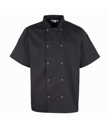 Premier Unisex Short Sleeve Stud Front Chef's Jacket