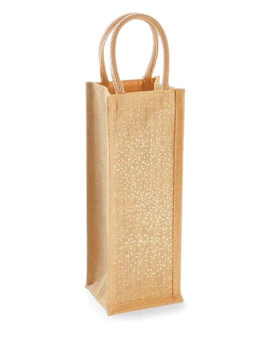 Shimmer Jute Bottle Bag