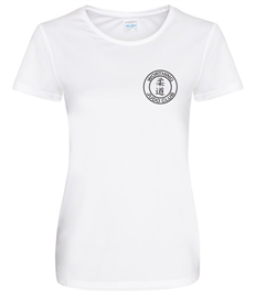 Women's White Breathable T-shirt (Printed - Black logos)