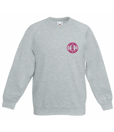 Kid's Grey Sweatshirt (Embroidered - Pink logos)