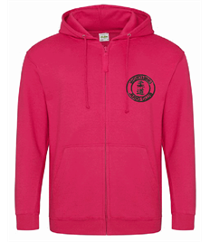 Unisex Pink Zipped Hoodie (Embroidered - Black logos)