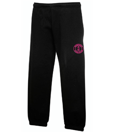 Kid's Black Jog Trousers (Embroidered - Pink logos)