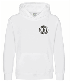 Kid's White Hoodie (Embroidered - Black logos)