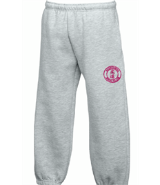 Kid's Grey Jog Trousers (Embroidered - Pink logos)