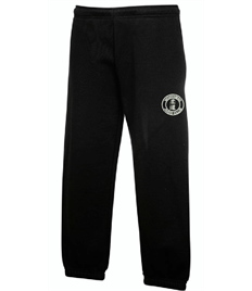 Kid's Black Jog Trousers (Embroidered - White logos)