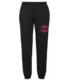 Unisex Black Jog Trousers (Embroidered - Pink logos)