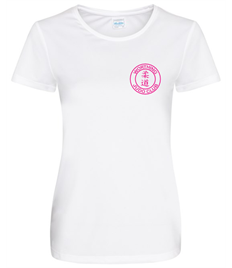 Women's White Breathable T-shirt (Printed - Pink logos)