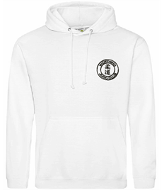 Unisex White  Hoodie (Embroidered - Black logos)