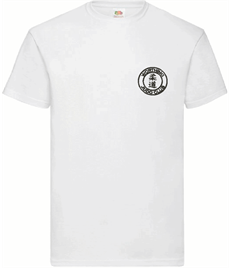 Men's White Cotton T-shirt (Embroidered - Black logos)