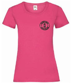 Women's Pink Cotton T-shirt (Embroidered - Black logos)