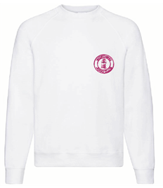 Unisex White Sweatshirt (Embroidered - Pink logos)