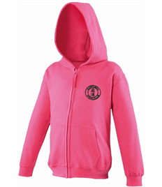 Kid's Pink Zipped Hoodie (Embroidered - Black logos)