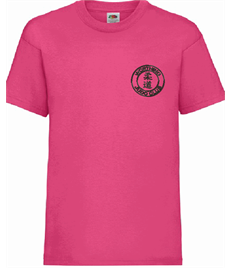 Kid's Pink Cotton T-shirt (Embroidered - Black logos)