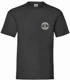 Men's Black Cotton T-shirt (Embroidered - White logos)