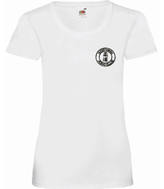 Women's White Cotton T-shirt (Embroidered - Black logos)