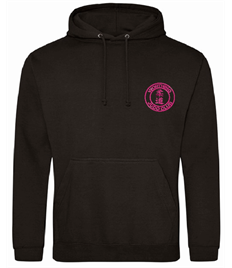 Unisex Black Hoodie (Embroidered - Pink logos)