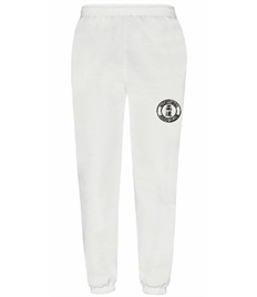 Unisex White Jog Trousers (Embroidered - Black logos)