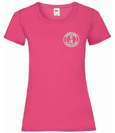 Women's Pink Cotton T-shirt (Embroidered - White logos)