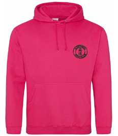 Unisex Pink Hoodie (Embroidered - Black logos)